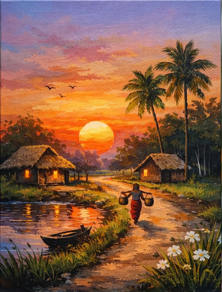Landscape painting depicting natural scenery