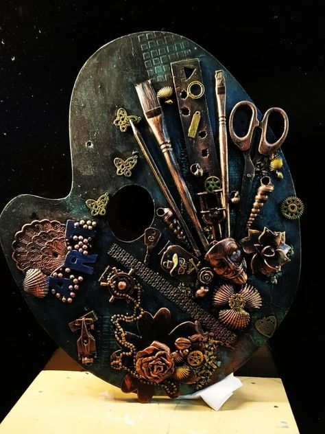 Mixed-media handmade artwork combining different materials